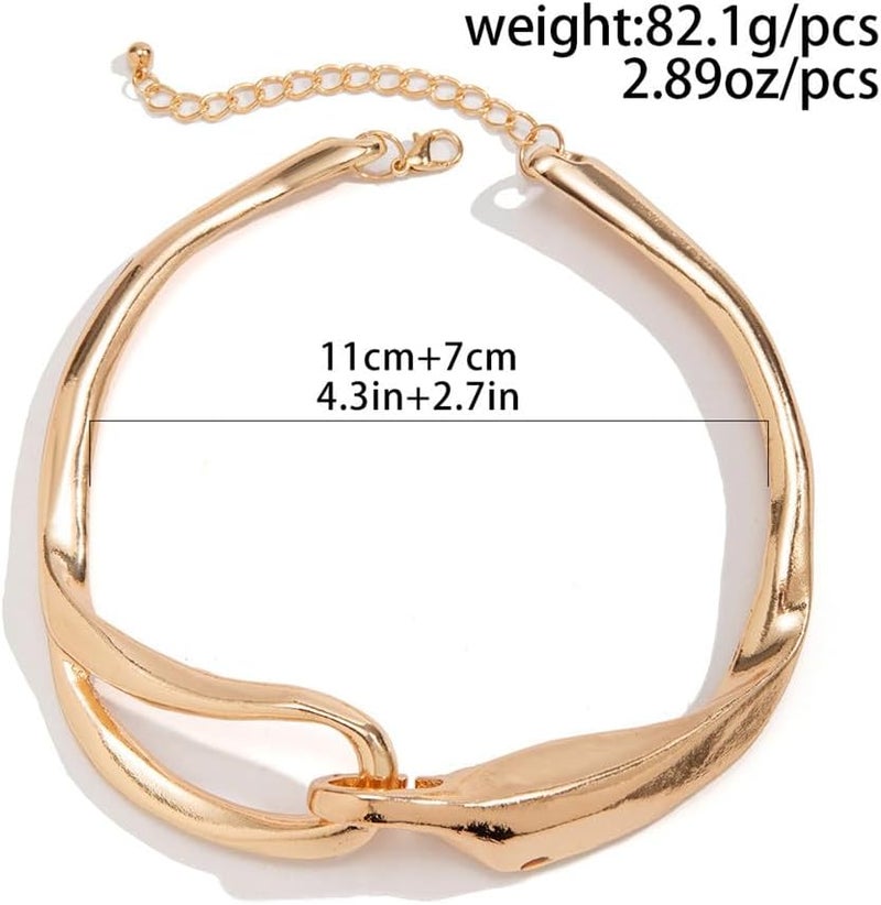 Hewill Store Chunky Gold Necklace Big Statement Chunky Necklace for Women African Tribe Wide Metal Choker Necklaces Jewelry - Image 5